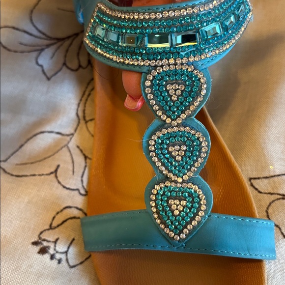 Teal Beaded Sandals - Picture 4 of 4